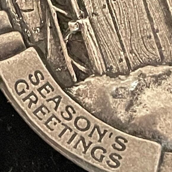 Vintage 2002 Birds & Bloom solid pewter Christmas ornament w/cardinal scene - Picture 3 of 12